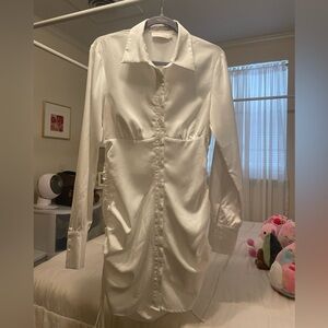 White Satin Dress, Size Medium